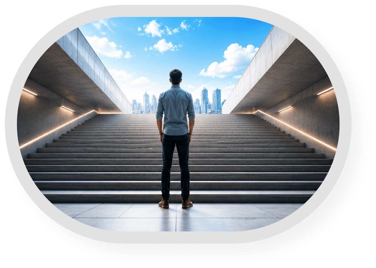Person standing at stairs